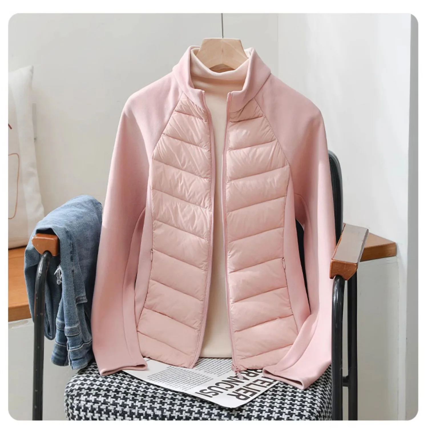 2025 Nieuwe Herfst Dunne Katoenen Jas Vrouwen Koreaanse Stand Collor Rits Warme Jassen Casual Splicing Liner Korte Sport Parka