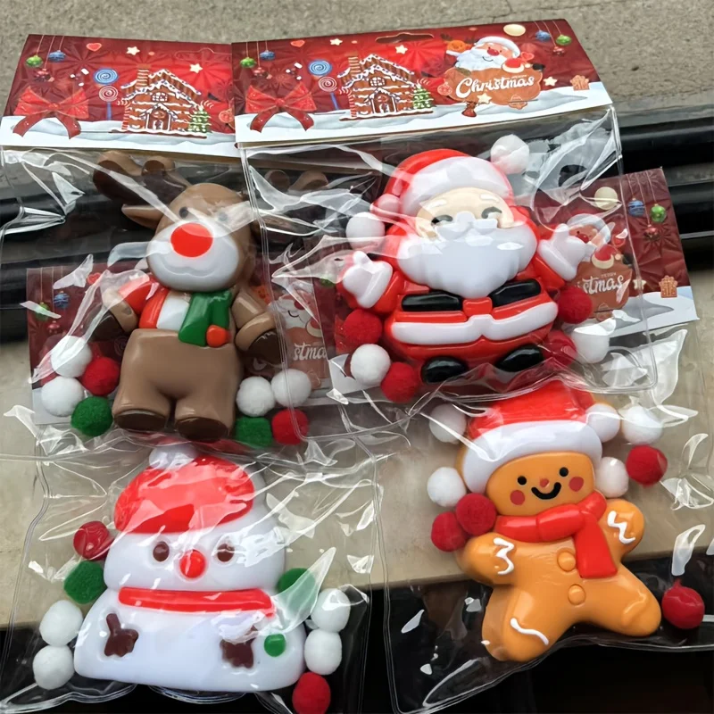 Juguetes navideños para apretar, Papá Noel, muñeco de nieve, alce, Kawaii, juguetes blandos para aliviar el estrés, bolsas de regalos sensoriales, regalos de relleno
