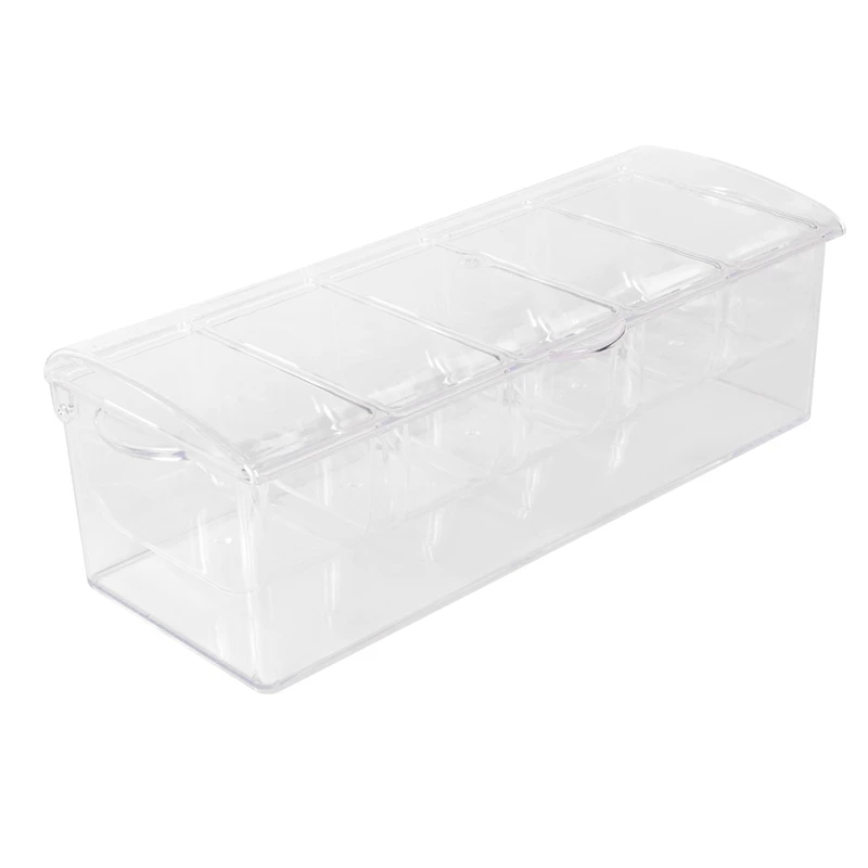 Ice Cold 5 Compartment Condiment Server Rack-Service Tray Container With 5 Removable Trays