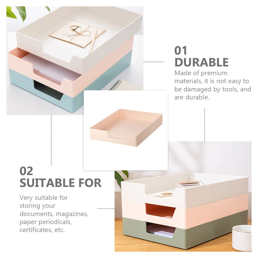 1Pcs Document Storage Box File Container High Strength Toughness Organizer for Efficient Paper Management At Desk Pink