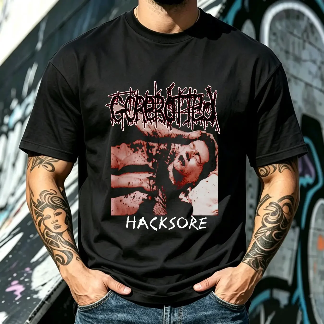 washed T Shirt Vintage 2000 Gorerotted Hacksore XL Mutilated In Minutes Grindcore Metal long or short sleeves vintage Washed