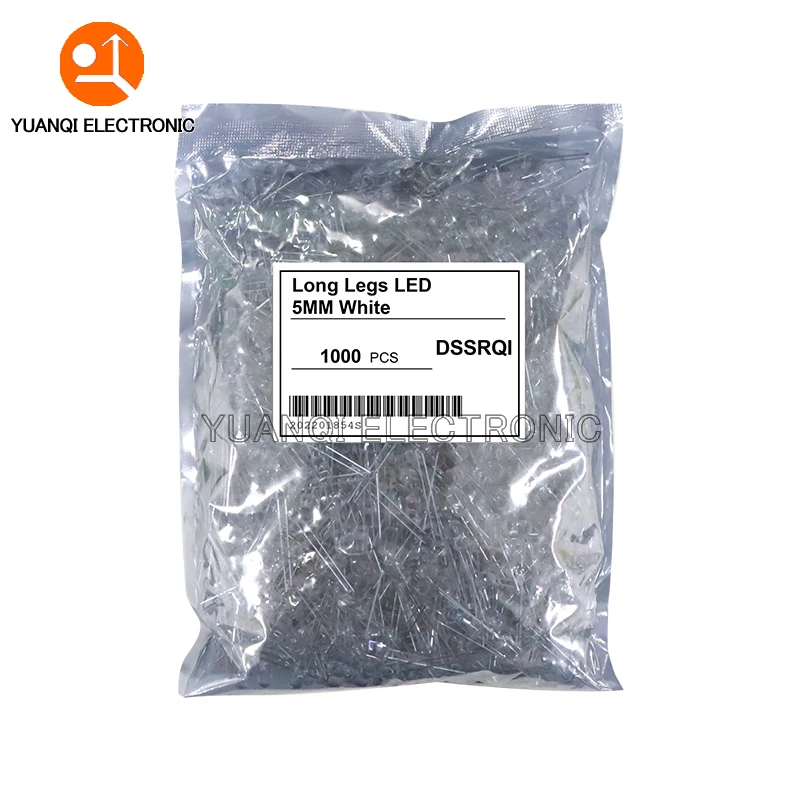 1000pcs Long Leg 3MM 5MM LED White Green Red Blue Yellow Orange F5 28mm F3 27mm Length Light Emitting Diode