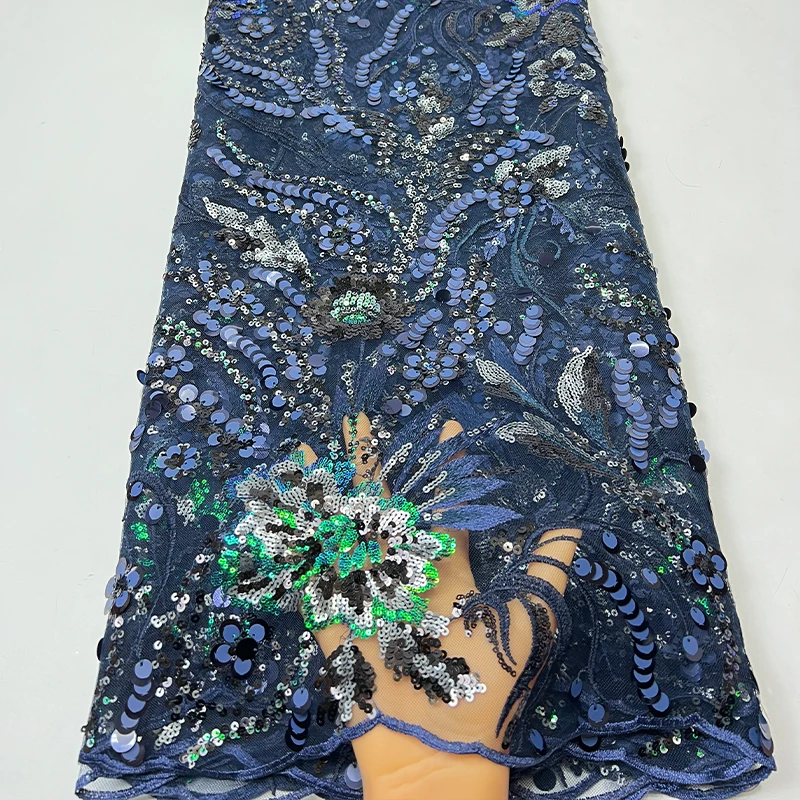 نسيج شبكي فرنسي عالي الجودة، فستان قماش مطرز بالترتر على شكل ذيل فينيكس أفريقي عصري ورائع