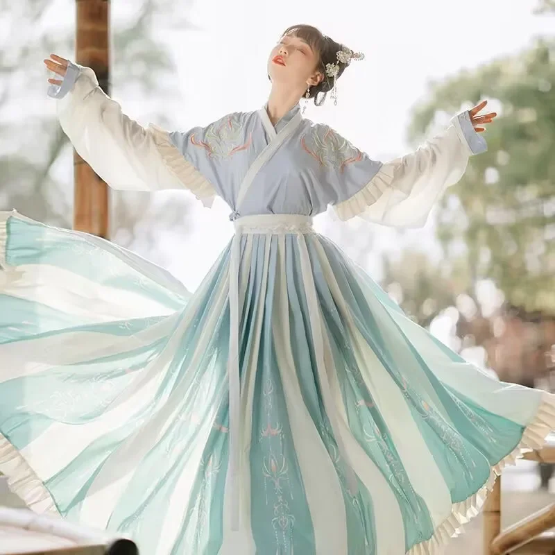 

Woman Vintage Princess Dress Chinese Traditional Hanfu Ancient Tang Dynasty Clothing Folk Dace Dresses Stage Perfromance Outfit