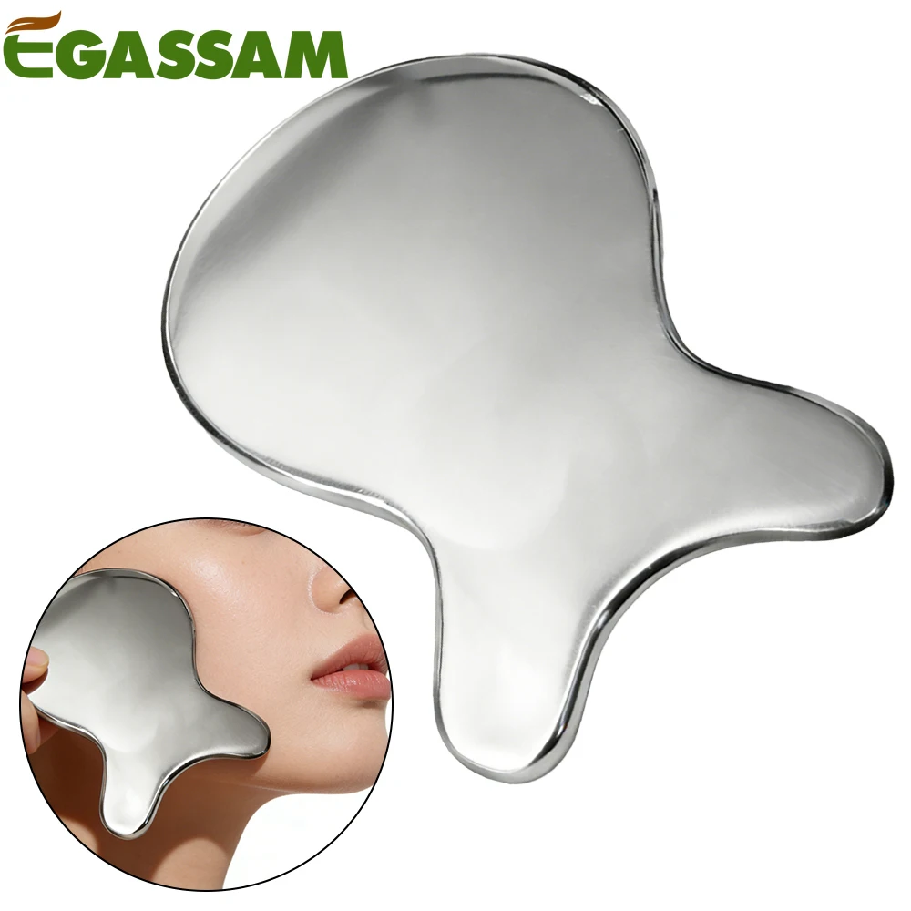 1PCS Stainless Steel Gua Sha Tool, Durable GuaSha Tool for Jawline Sculpting, Face Massager, Puffiness Reducing, Skin-Care Gift