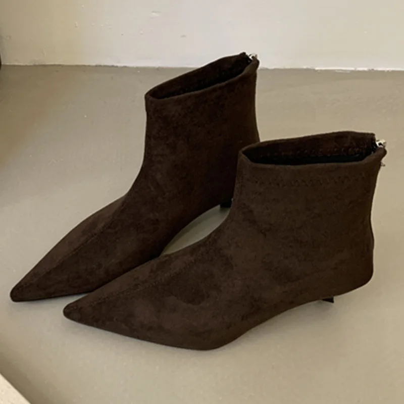 2024 Winter New Brand Women Short Boots Fashion Pointed Toe Ladies Elegant Ankle Boots Thin High Heel Dress Pumps Shoe New Woman