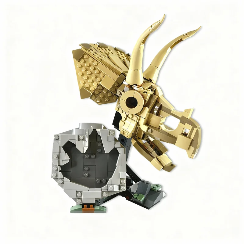 545pcs MOC Triceratops Skull Upgrades Jurassices Model Building Blocks Toy Construction Christmas Gift Art Collection Display