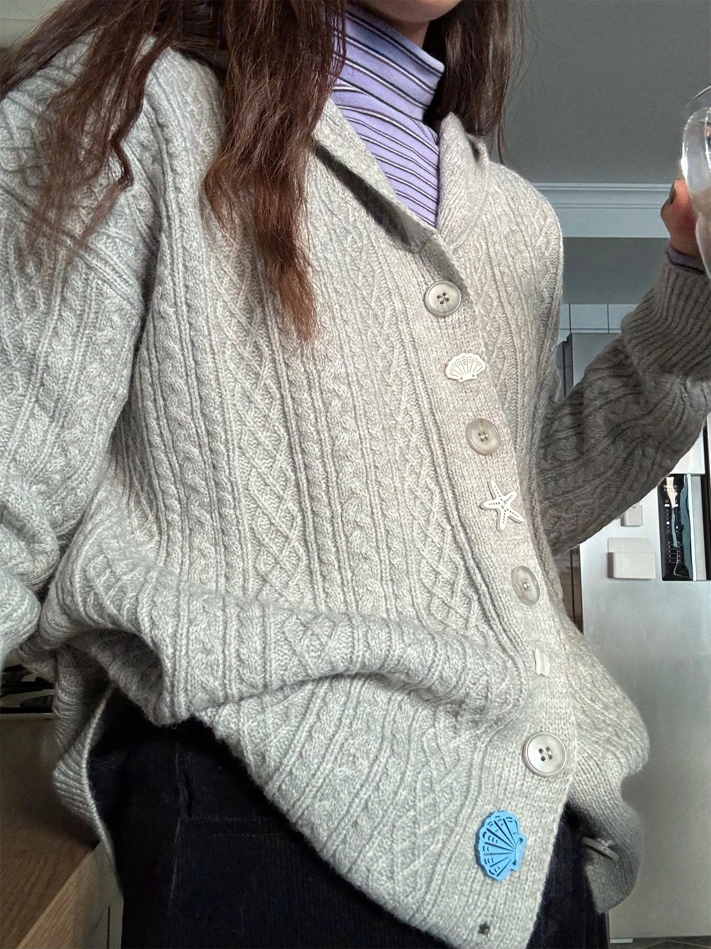 

NIDEBLA Korean Sle Women's Knitted Sweater with ell Button Loose Fit Soft Autumn Winter Long Sve Hoodie Cardigan