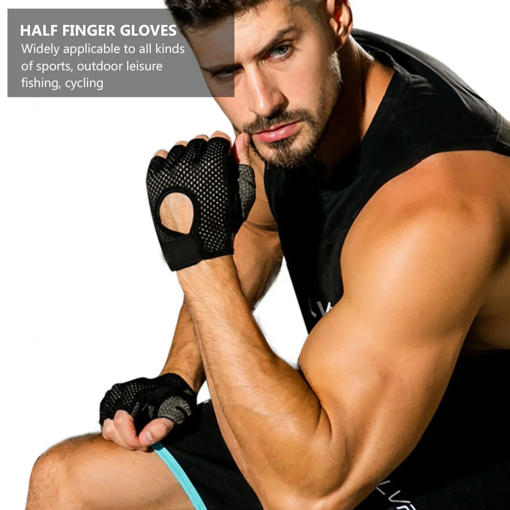 

Gym Anti-slip Sports Gloves Bike Half Finger for Riding Black Outdoor Mittens Fitness
