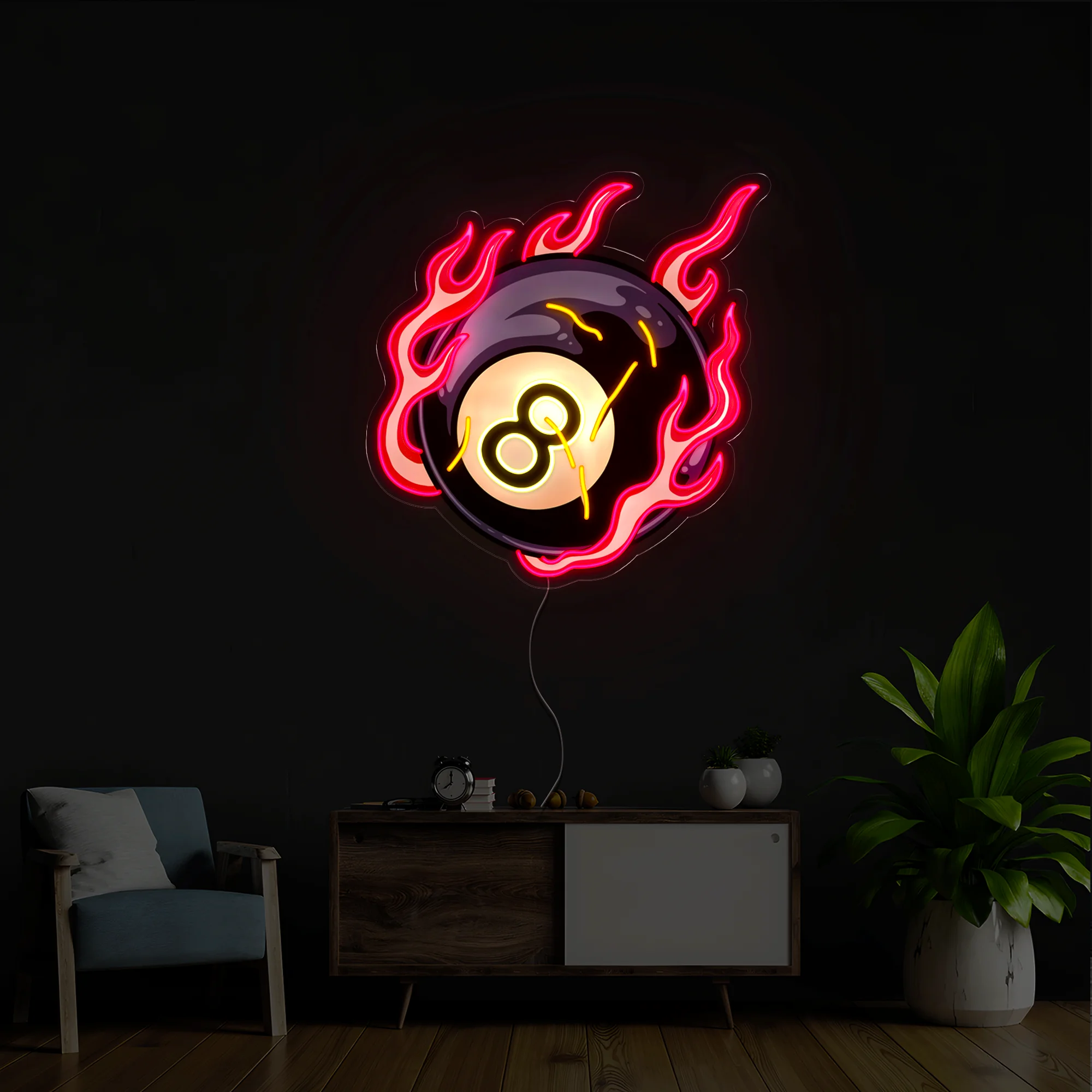 كرة البلياردو النيون بار البيرة نادي العمل الفني تسجيل لعبة غرفة الأعمال متجر جدار ديكور فني هدية عيد ميلاد للمراهقين USB تسجيل