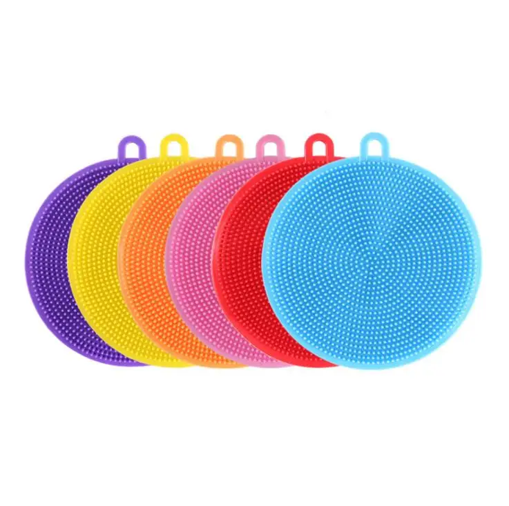 

Silicone Dishwashing Brush Round Brush Scrubber Dish Washing Multi-function Fruit Vegetable Scouring Pads Cleaning Brush Cepillo