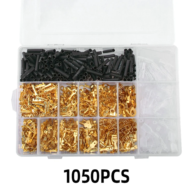 1050PCS Gold Crimp Terminals Cold Pressed Spring Inserts Terminals High Quality Spring Inserts Terminals