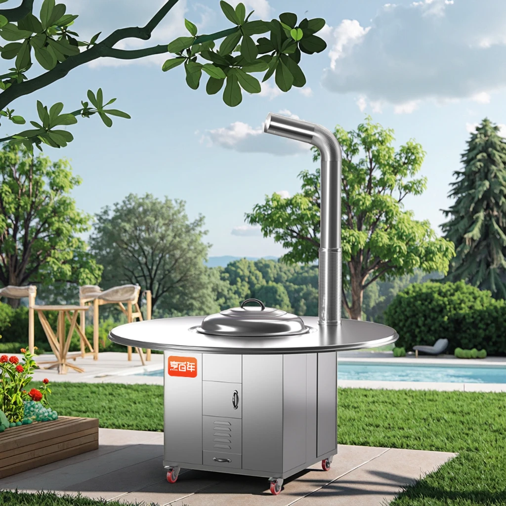 

Factory Direct: Hot-Selling 304 Stainless Steel Wood Stove High-Flame, Round Table, Portable Outdoor Courtyard Model