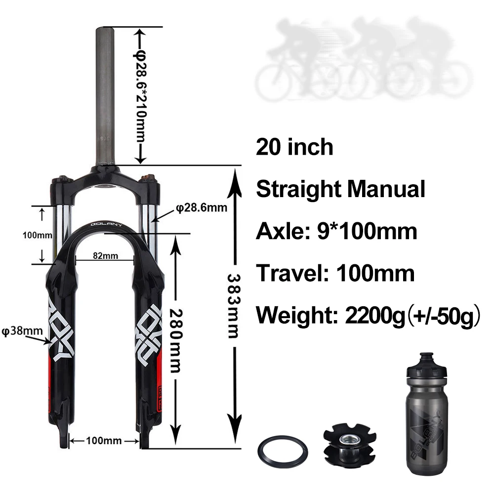 Bolany Folding Bike 20 Inch Suspension Fork Disc Brake BMX Kids Spring Forks Quick Release 9*100mm Bicycle Accessories