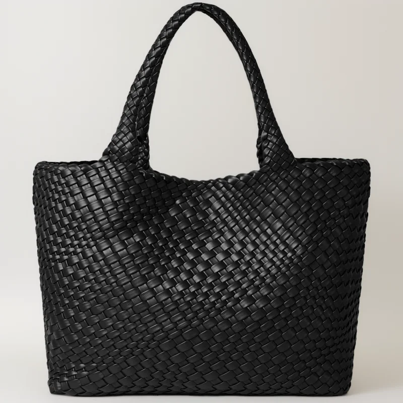 

Woven Tote Bag for Women Vegan Leather Shoulder Handbag Fashion Summer Beach Large Capacity Travel Tote