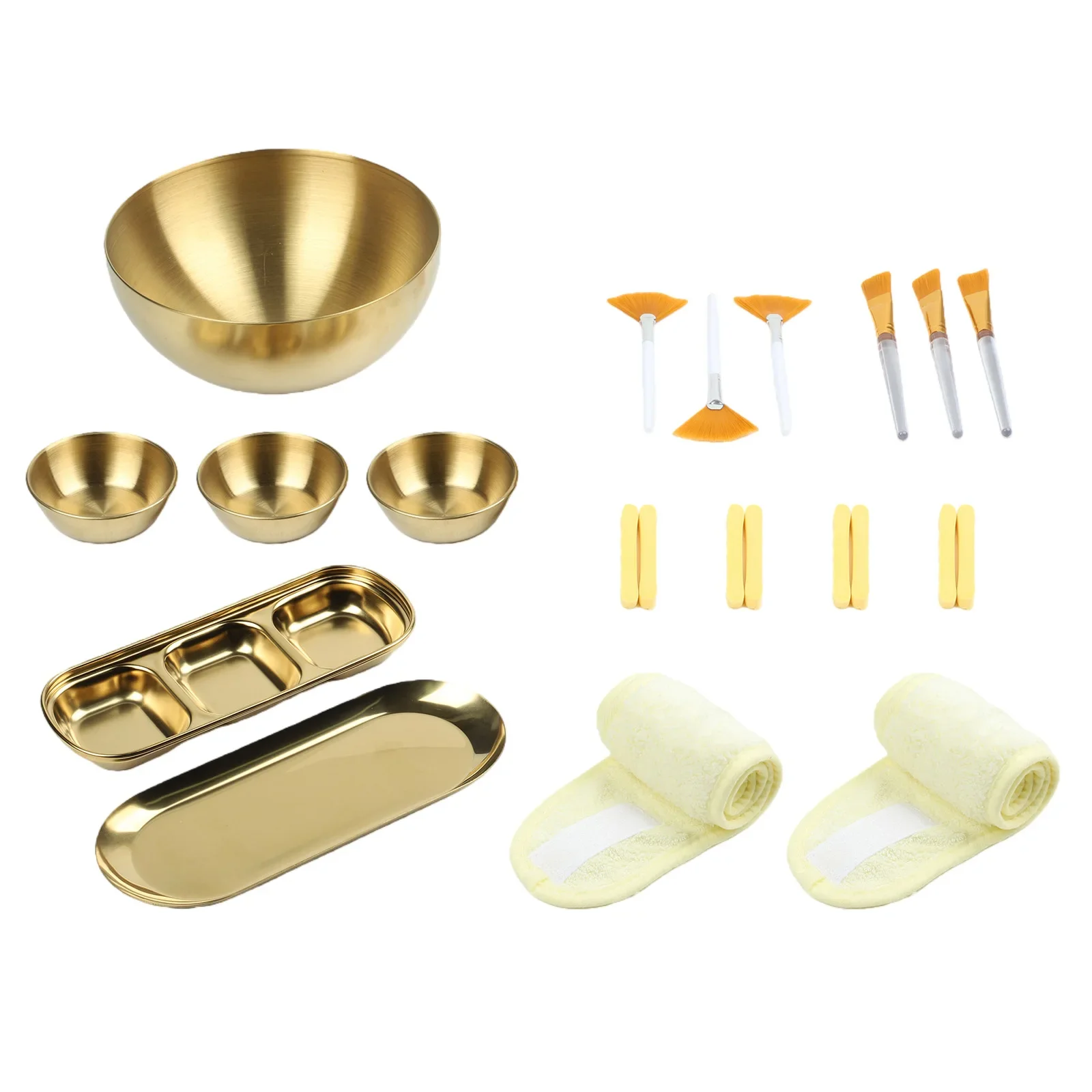 Stainless Steel Kit Facial Bowl Set Home Beauty Treatments 26-piece Accessories Mixing Tools Application Brushes