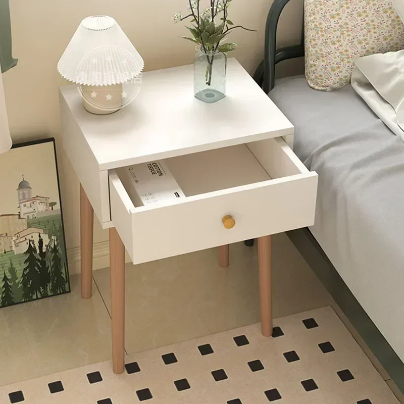 Kawaii Nordic Nightstands Drawers Living Room Aesthetic Space Saving Bedside Table