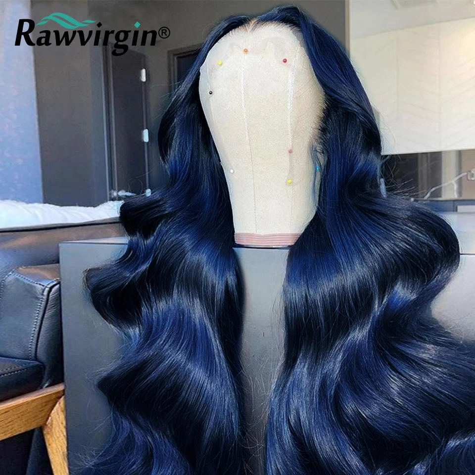 Dark Blue Body Wave Colored 13x4 Lace Front Human Hair Wigs For Women Pre Plucked Lace Frontal Wig Braziian Virgin Thick Wig