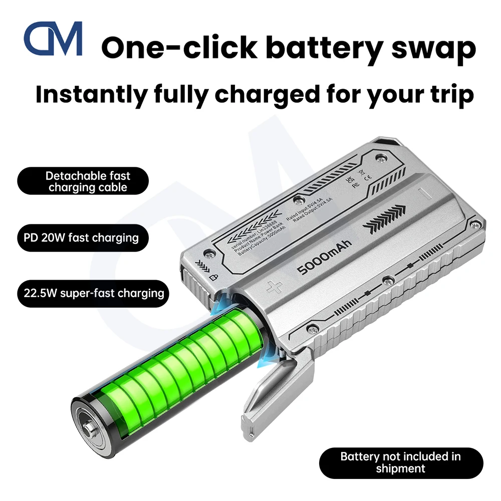 21700 Battery Holder Power Bank Case PD 20W Fast Charging Built-in Cable Detachable Power Bank DIY Battery Case