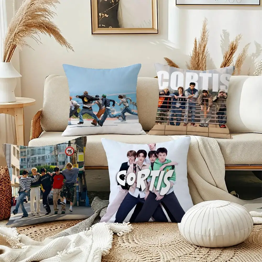 C-Cortis Boy Group Cushion Cover Short Plush Soft Double-Sided Printing Pillow Case Cozy Sofa Bedroom Home Decor Gift