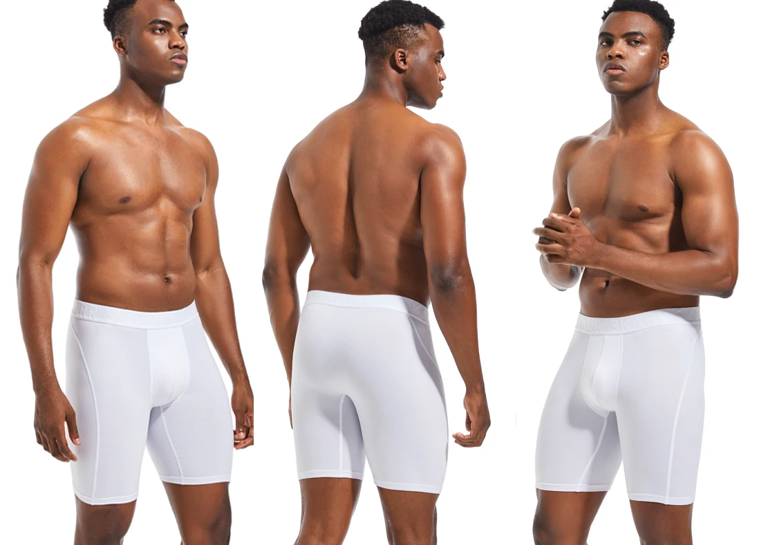 4 Stück Lange Herren-Unterhosen Sport-Leggings Boxershorts Herren Polyester-Unterwäsche Schnelltrocknende Boxershorts für Männer – Detail 11