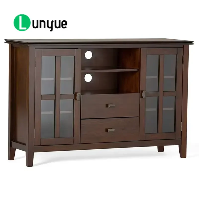 Modern Solid Wood TV Stand Cabinet 53 Inch Media Console for 55 Inch Television Living Room Furniture Storage Unit Durable