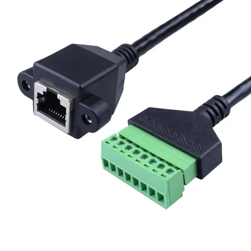 

rj45 to screw terminal Block 8p connector ethernet rj45 Male Female to 8 pin screw terminal network adapter cable for CCTV DVR