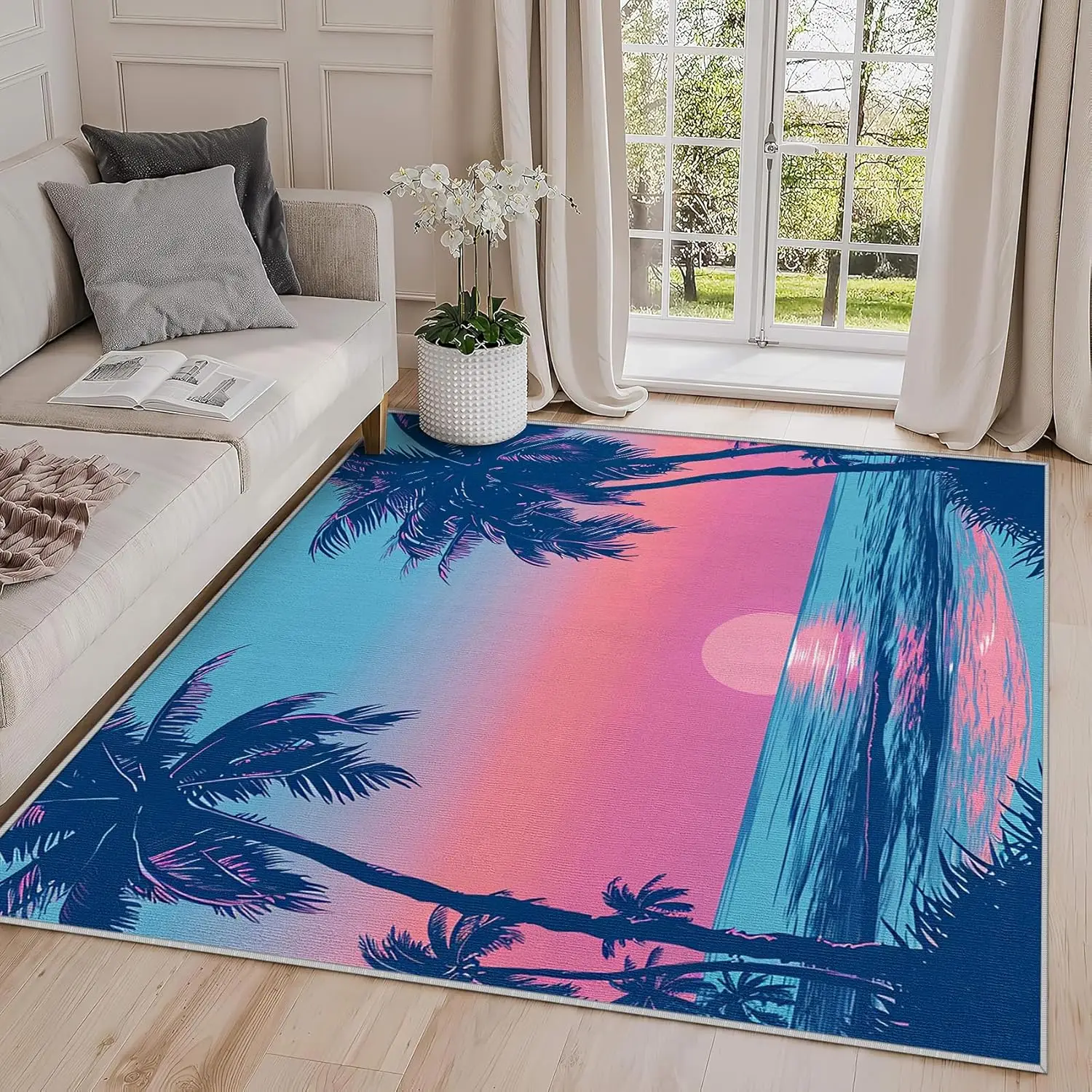 Green Leaf Rug- Green Leaf Rug - Tropical Monstera Palm Leaves Area Rug Botanical Plant Rugs Hawaiian Carpet  Home Decor