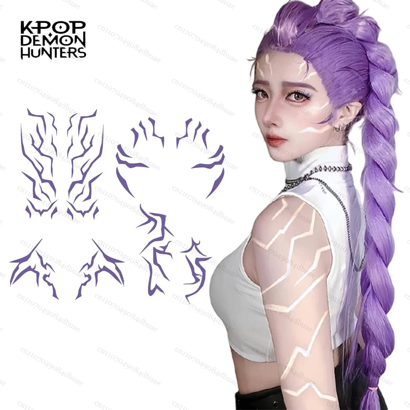 KPop شيطان الصيادين تأثيري الوشم المؤقت النساء الوشم ملصقات الدعامة أنيمي تأثيري اكسسوارات هدايا حفلات الهالوين