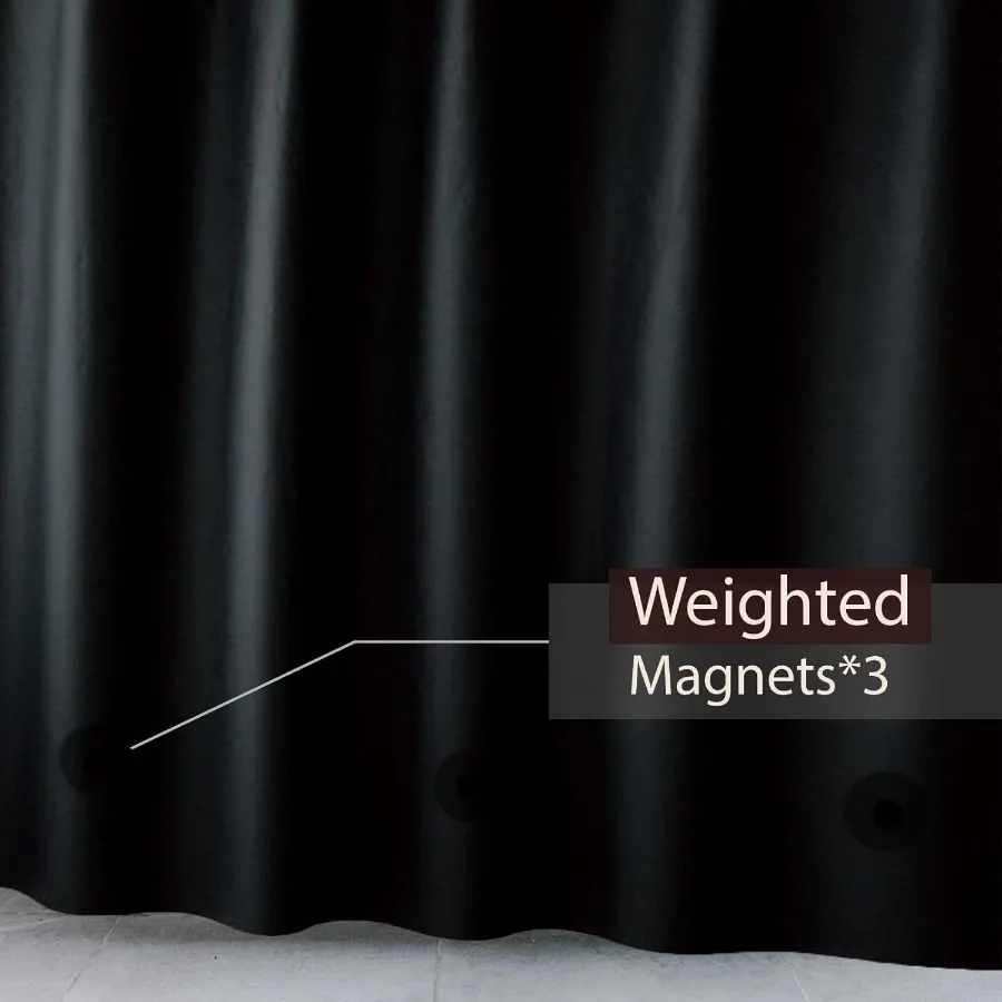 أسود دش الستار بطانة 4G PEVA دش بطانة البلاستيك دش مقاوم للماء الستائر 72x72 بوصة مع ثقوب جروميت 3 المغناطيسي وي #4