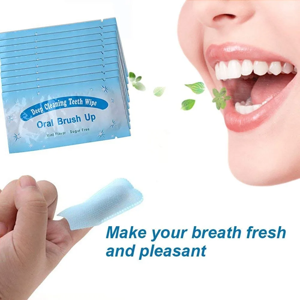 Disposable Textured Dental Wipes for Deep Cleaning Teeth and Gums Mint Flavor 100 Count Pack Oral Hygiene Fresh Breath Finger Brush Toothbrush Alternative Portable Travel Convenient Teeth Cleaning Wipes for Adults Kids view 4