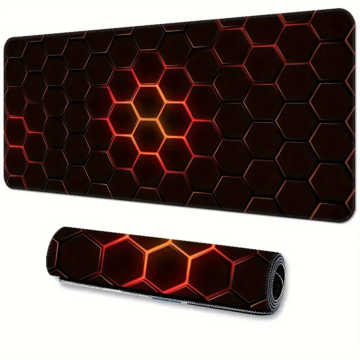 Hexagonal Design Large Gaming Mouse Pad XXL table mat Red Glow Rubber Non-Slip for Office Gaming Desk accessories Desk pad gamer