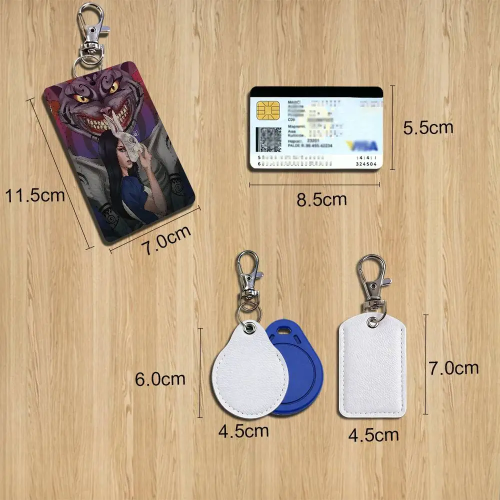 game James Cheshire Cat Alice Liddell Card Holder Keychain Key Ring Door Lock Access Protective Case For Security Gift