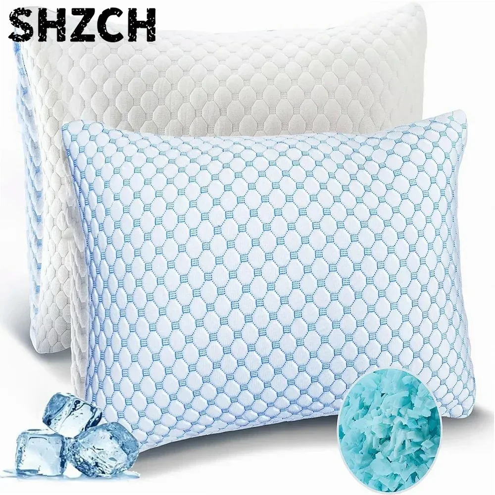 1 Pcs Cooling Pillow, Adjustable Loft Sleeping Pillow, Breathable Queen Pillow, Washable Removable Bed Pillow Cover, Soft Pillow