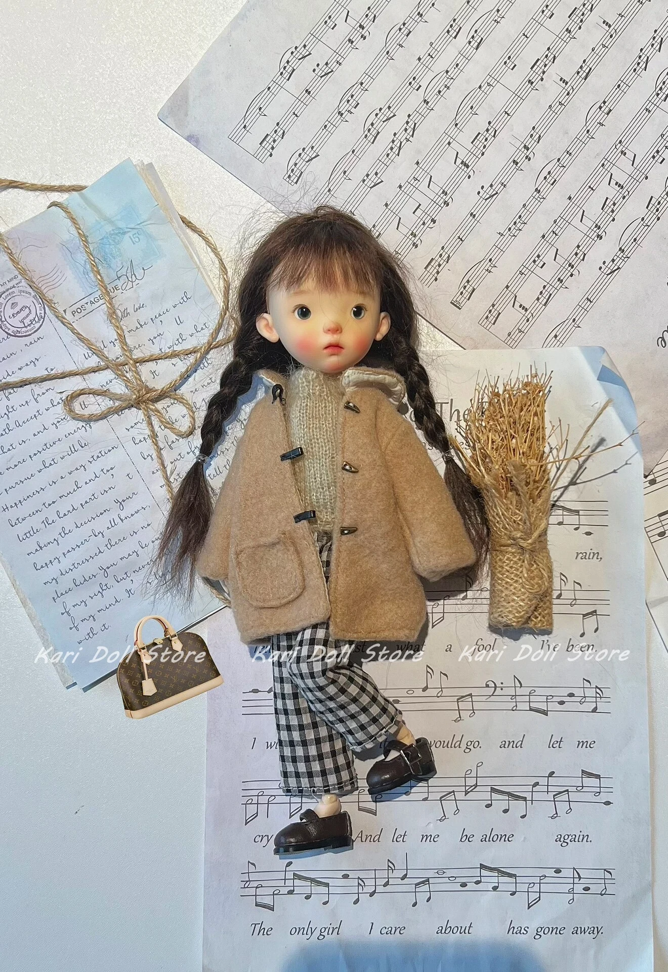 Kari Doll Clothes and skirts 2025 Stick needle sweater woolen coat simple literary doll set for Landazz Landoudou Doll