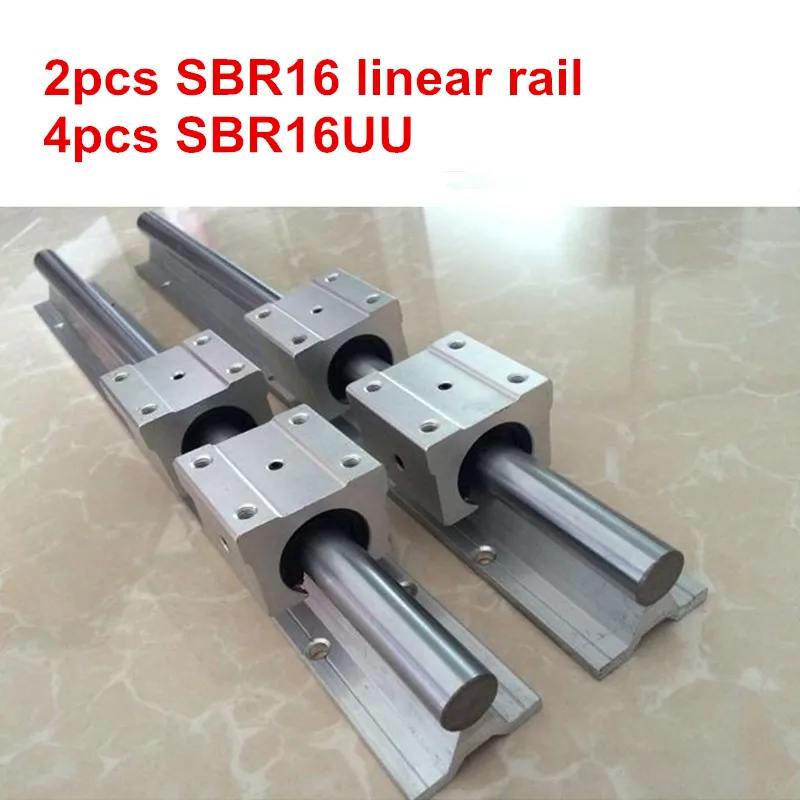 2pcs SBR16 - 600 650 700 750 800 850 900 950 1000mm linear rail guide + 4pcs SBR16UU block