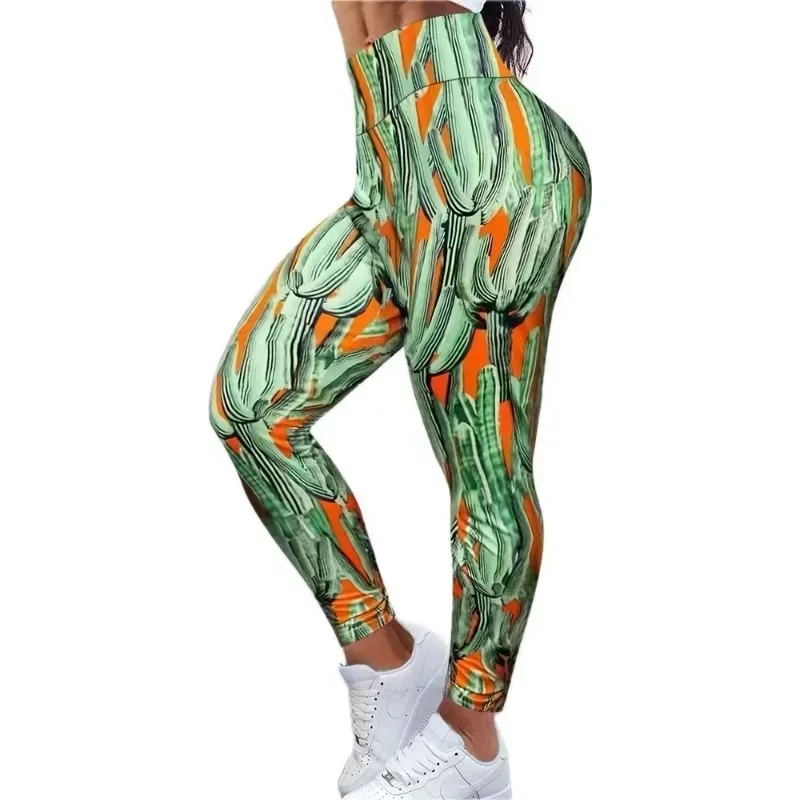 Women's Plus Size 1XL-5XL Casual High-waisted Stretch Comic Jungle Slim Leggings Fashion Print Leggings