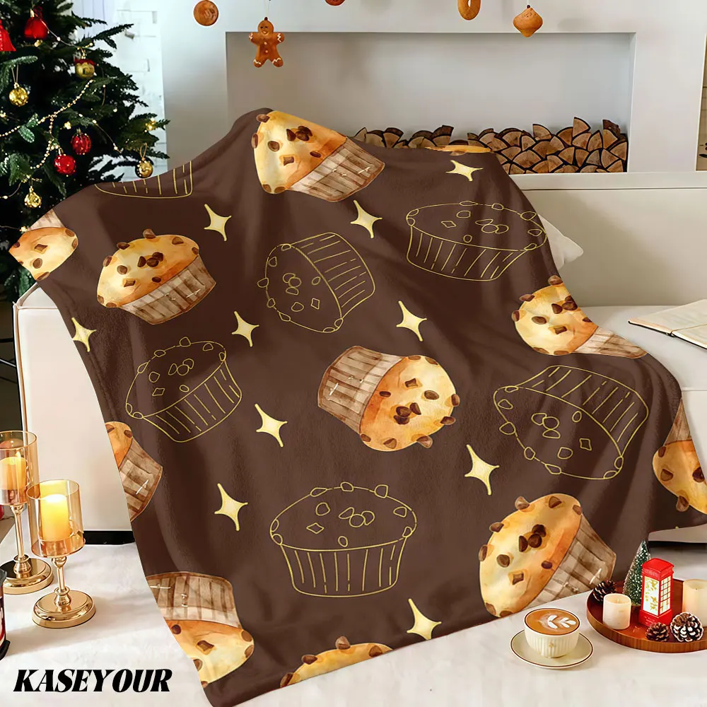 Chocolate Chip Muffin Winter Summer Flannel Blanket Throw Fleece Soft Fuzzy Plush Cozy Fleece Blankets for Sofa Ideal Gifts