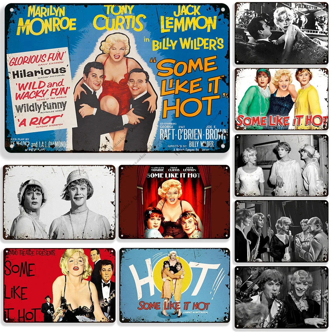 1959 American Movie Some Like It Hot Rusty Metal Poster Bar Pub Metal Tin Sign Metal Plate Vintage  Poster Industrial Decor