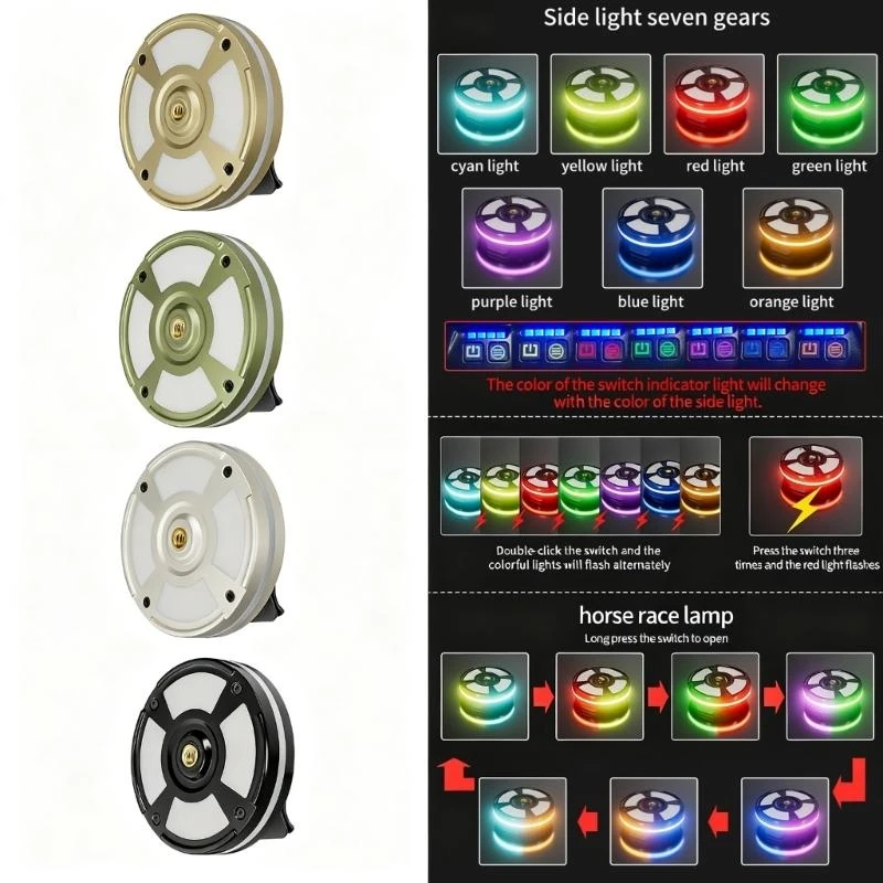 

Durability Aluminum Camping Light 3 Stage Dimming 7 Auxiliaries Color