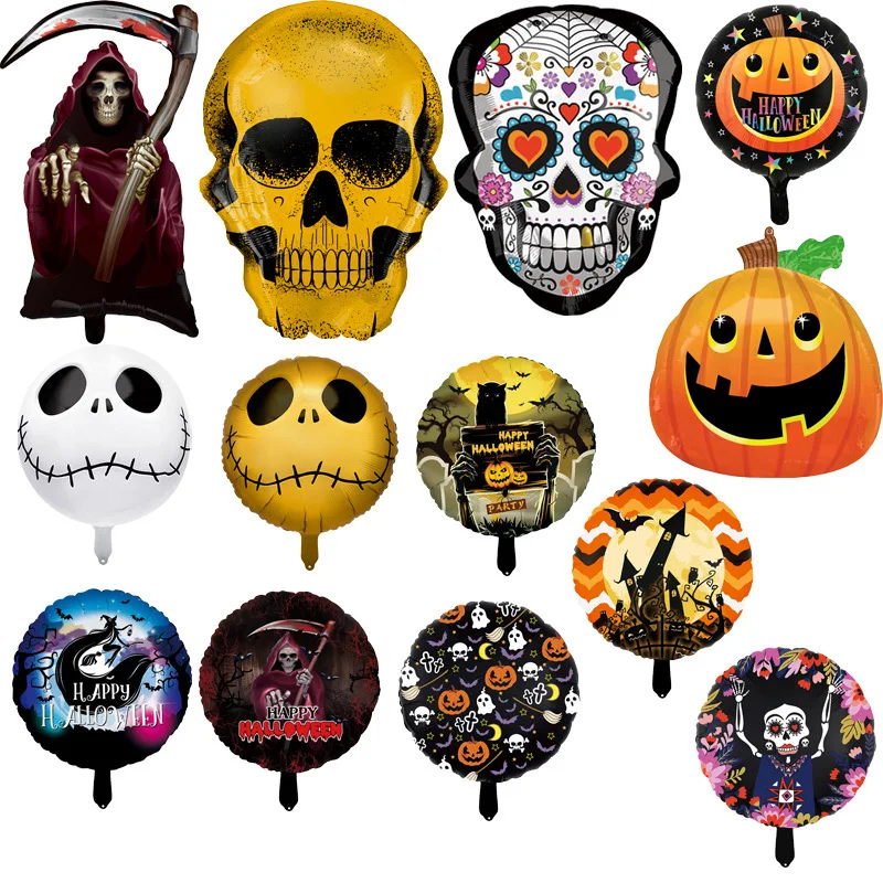 Cross-Border New Halloween Theme Party Aluminum Film Balloon Pumpkin Ball Witch Skull Ghost Ghost Festival Decorations Arrangeme