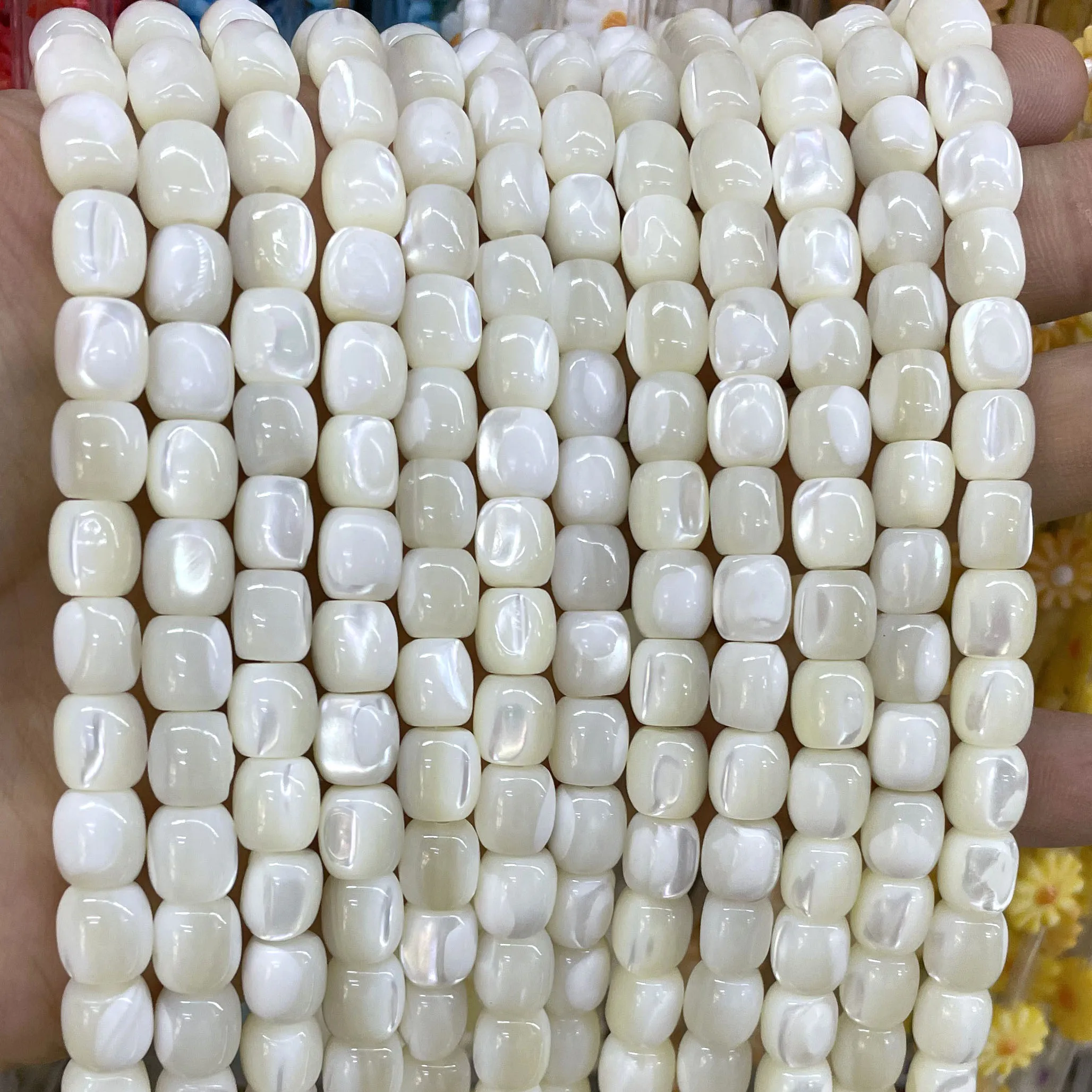 6X6MM 8X8MM Natural White Mother Of Pearl Mop Shell Loose Beads For Jewelry Making DIY Ear Studs Bracelet Necklace Accessories