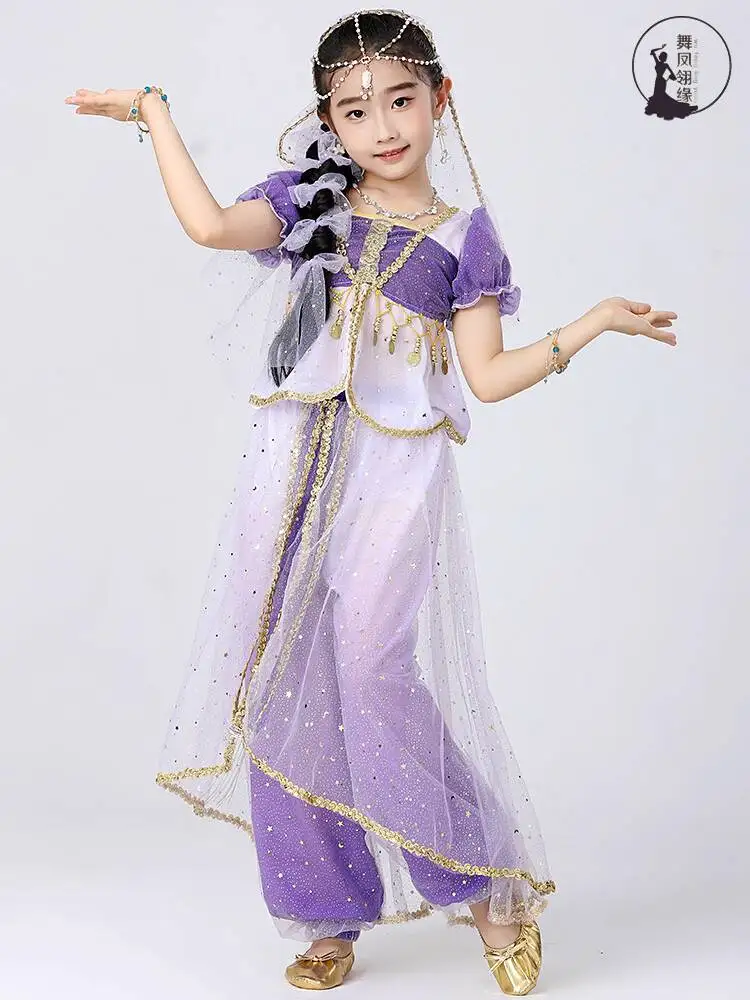 

New Indian Dance Performance Clothing Child Xinjiang Ethnicity Dance Clothing Princess Jasmine Exotic Style Dunhuang Girl