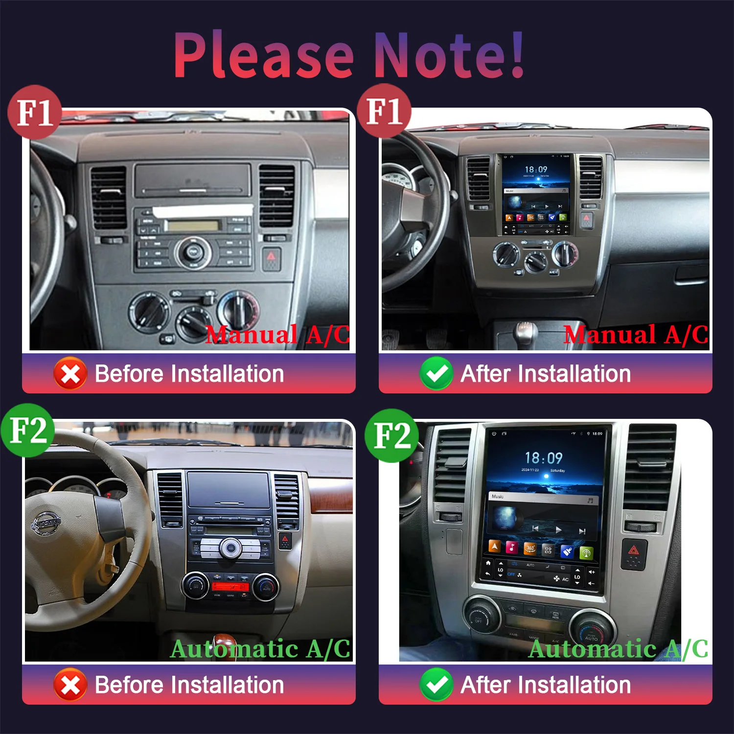 9.7inch Car Radio Multimedia Intelligent GPS Wireless Apple Carplay Touch Screen Android 14 For Nissan Tiida C11 2014-2013