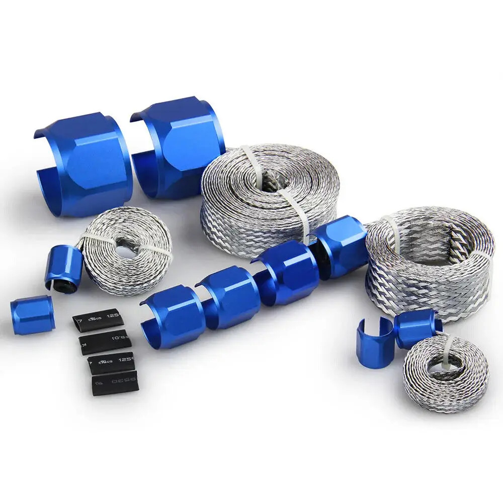 Universal Radiator Hose Sleeving Stainless Steel Braided Dress-Up Hose Cover Kit