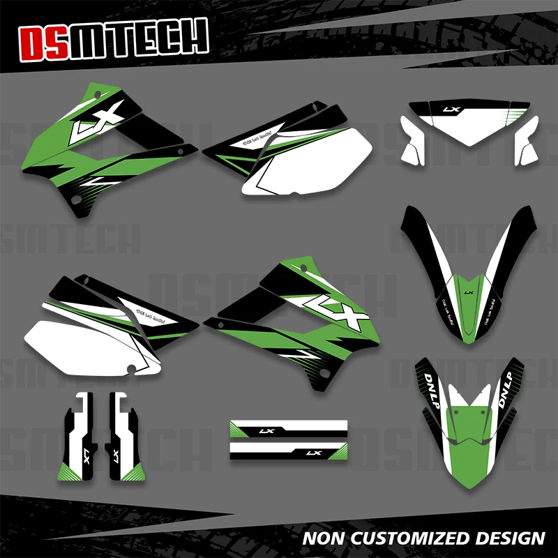 DSMTECH Graphics Decal Stickers Kits For KAWASAKI KLX250 KLX 250 2008-2021 Number Name Background Custom
