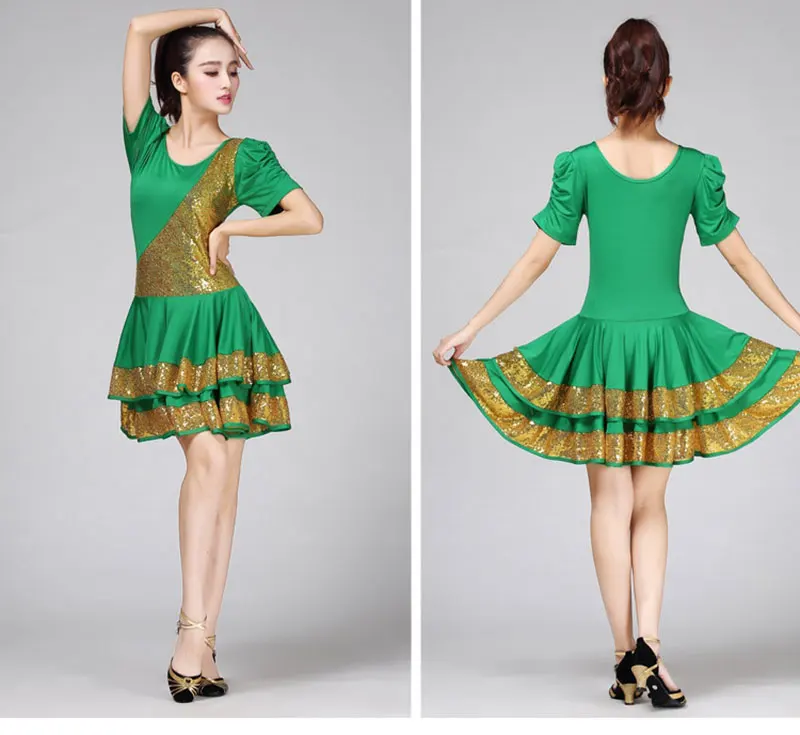 Sequin Square Dance Dragen Moderne Dans Jurk Ballroom Dansen Kleding Latin Kostuum Volwassen Stadium Kostuums