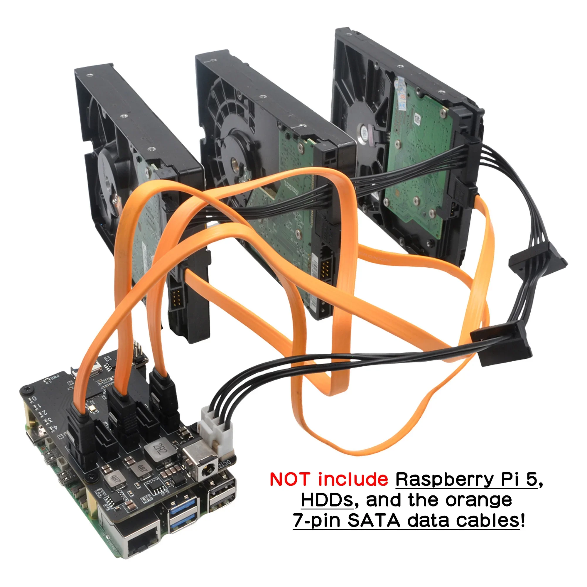 Raspberry Pi 5 X1009 PCIe to 5-Port SATA Shield SATA HAT Expansion Board (NOT Support Boot from HDD/SSD)