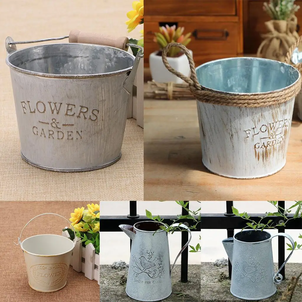 Small Metal Buckets, Flowers Pot Planter Watering Can, Mini Pails with Handles, for Party Favors, Candy, Trinkets, Small Plants