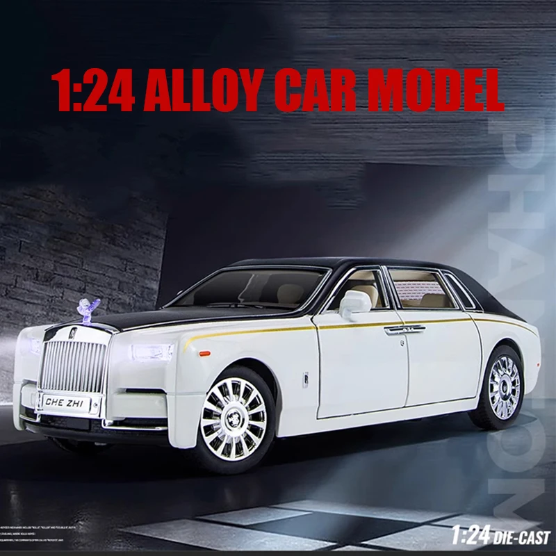 1:24 R0lls-R0yce Phantom Alloy Luxy Car High-End-Modell Druckguss Metallspielzeug Simulation Sound Licht Stilvolle Sammlerartikel Geschenke